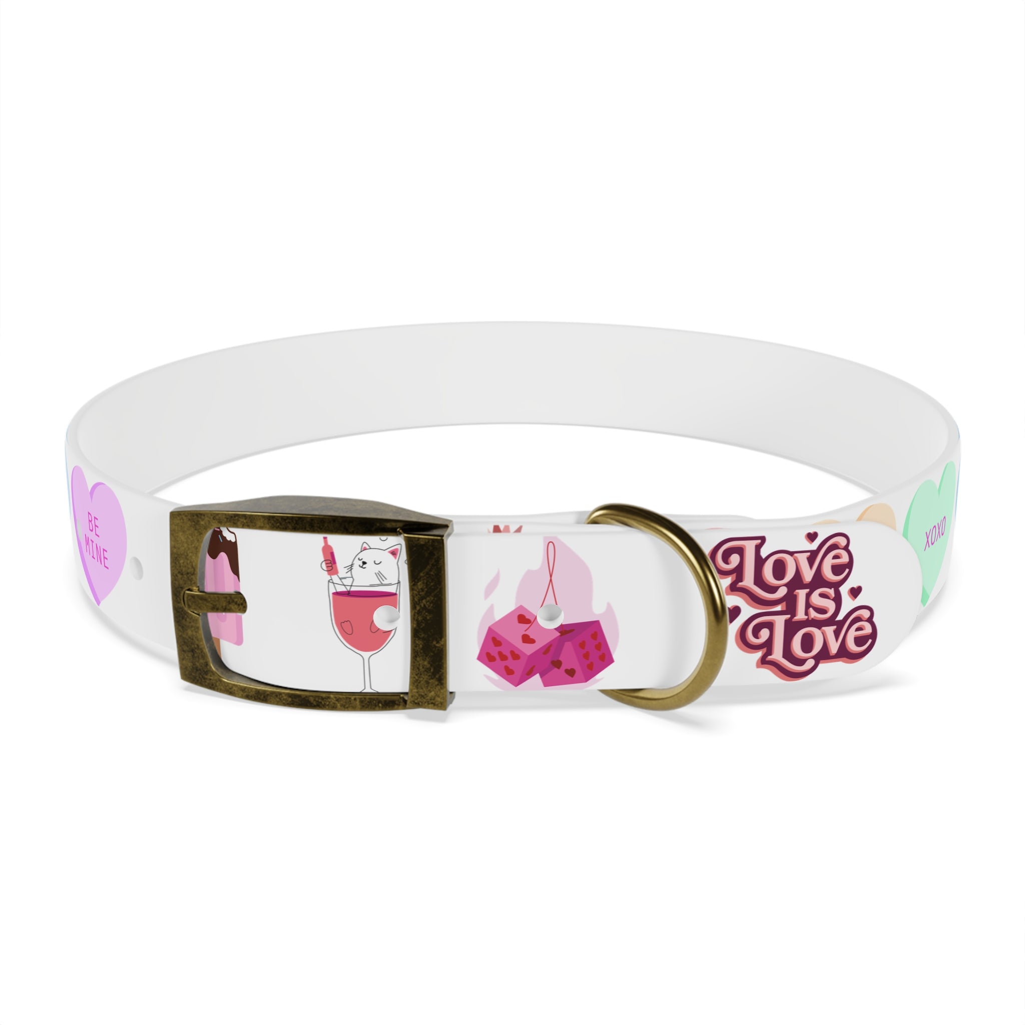 Valentine’s Pink Candy Heart Dog Collar — Cute Love Pattern Pet Accessory