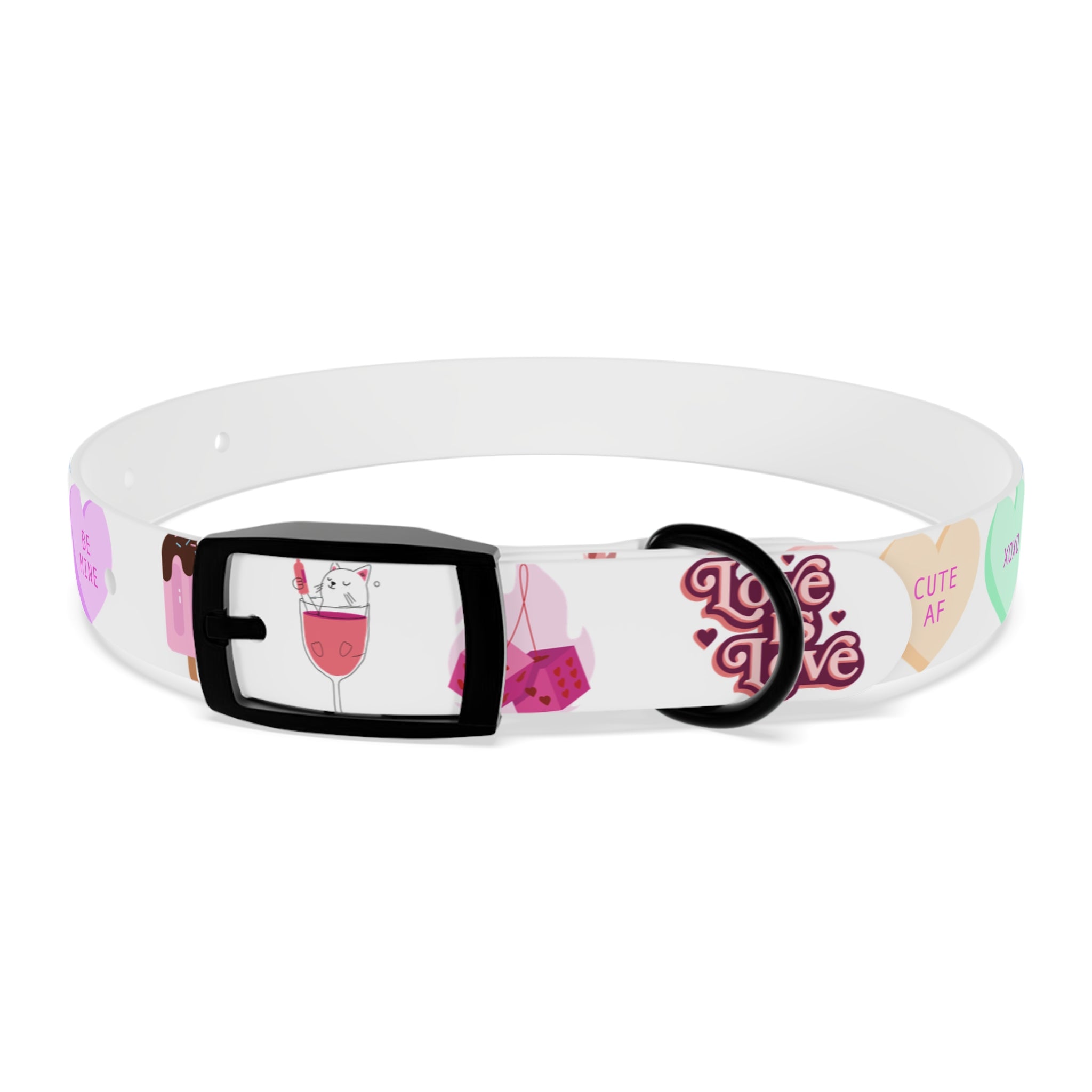 Valentine’s Pink Candy Heart Dog Collar — Cute Love Pattern Pet Accessory