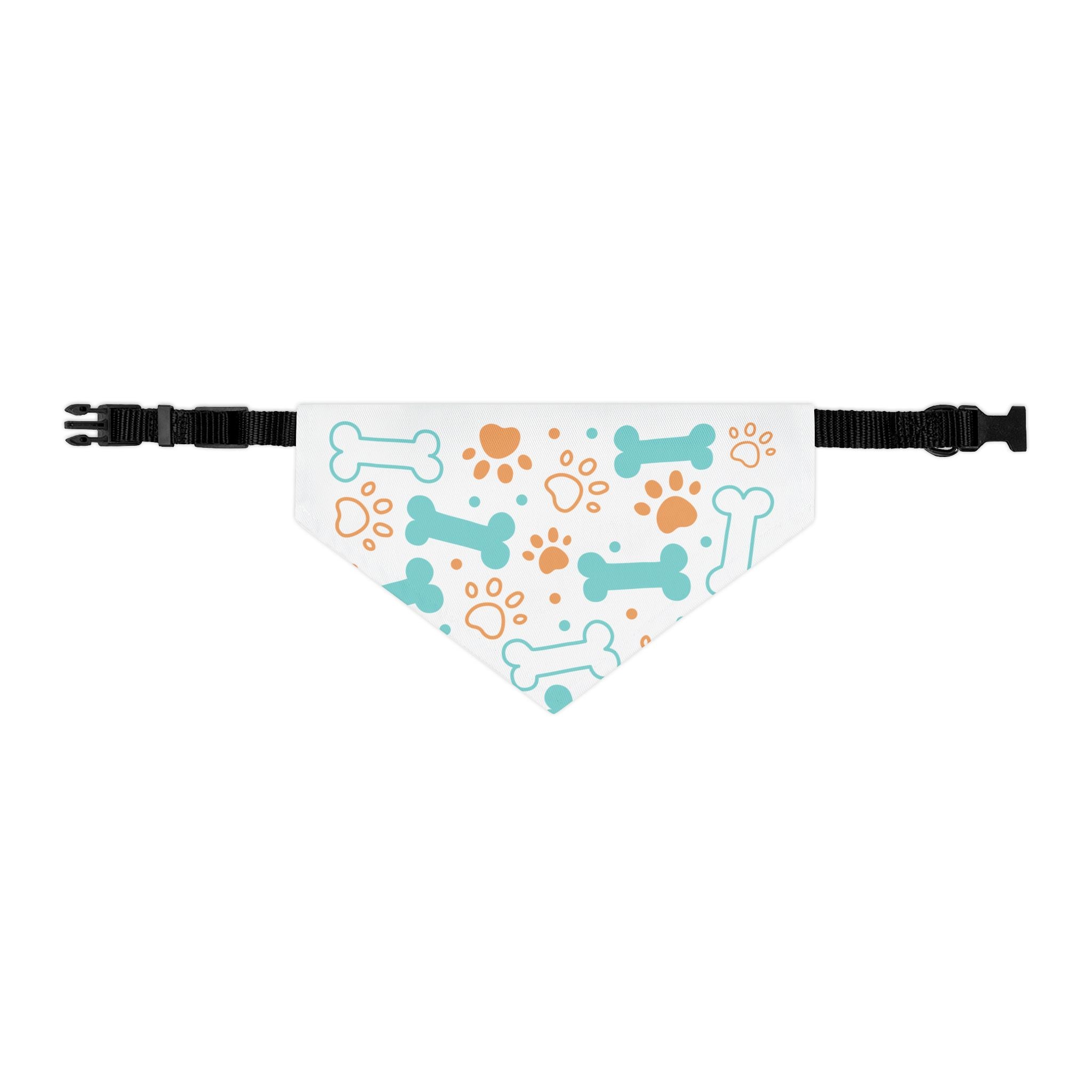Pet Bandana Collar - Teal Bone & Paw Print Dog Bandana Collar for Everyday Wear