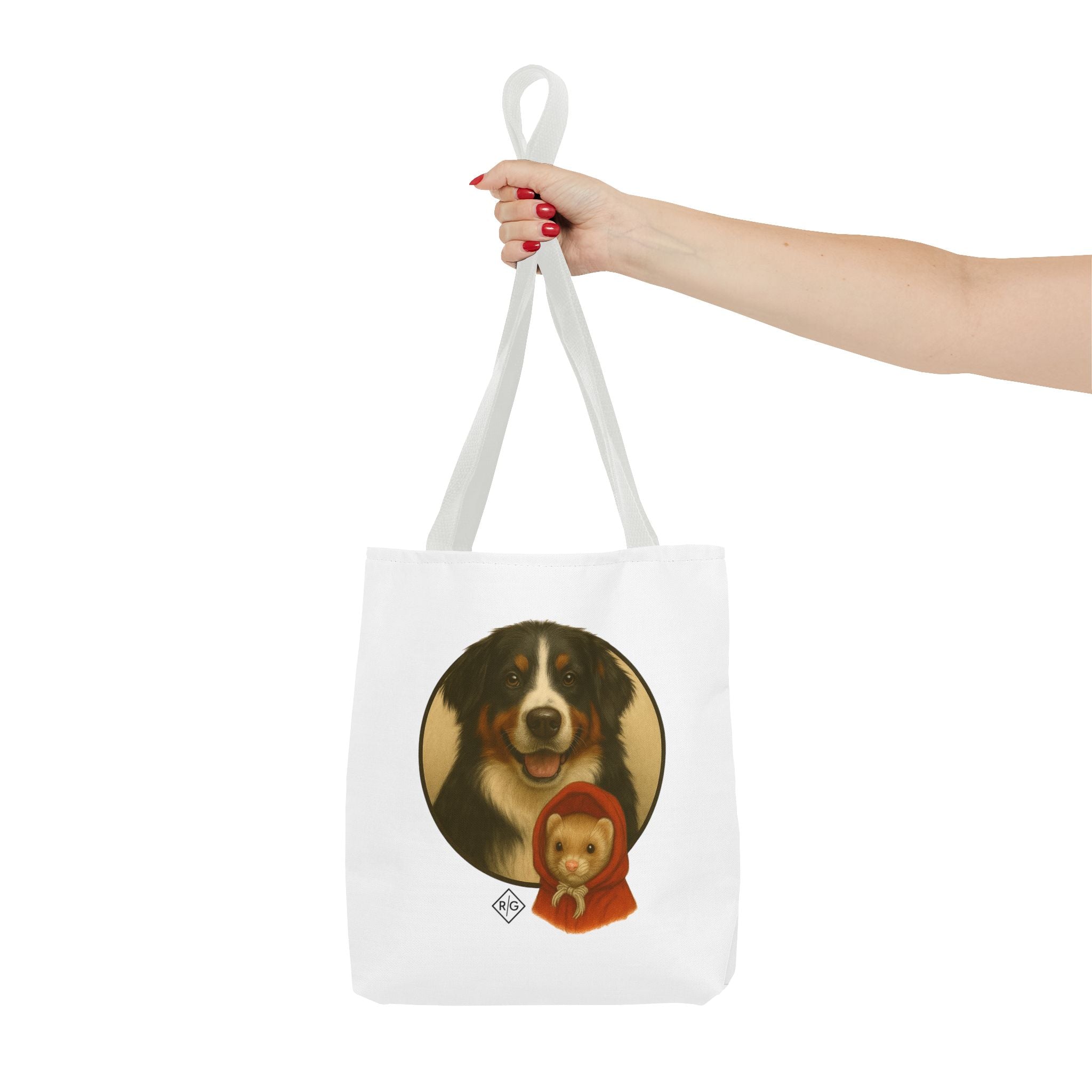 Bernese Mountain Dog & Teddy Bear Tote Bag — Cute Pet Portrait Canvas Tote