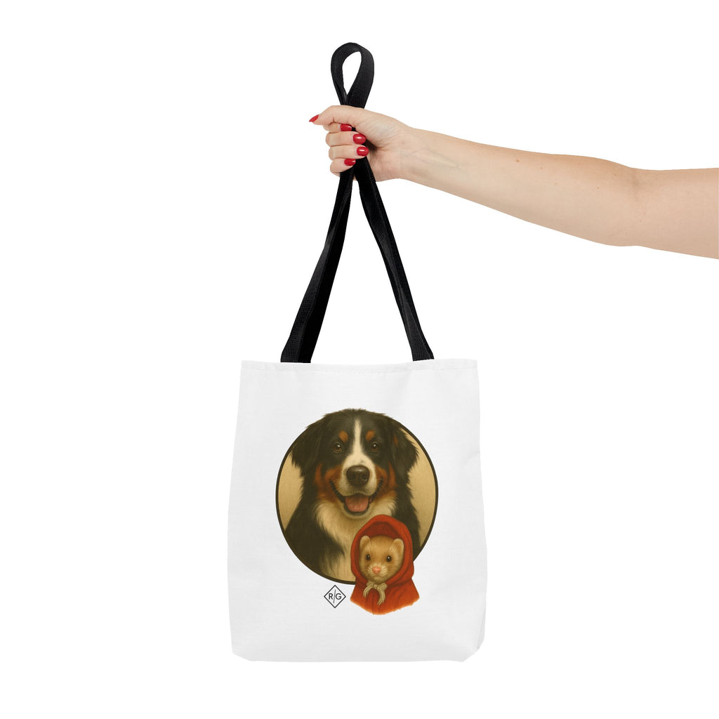Bernese Mountain Dog & Teddy Bear Tote Bag — Cute Pet Portrait Canvas Tote
