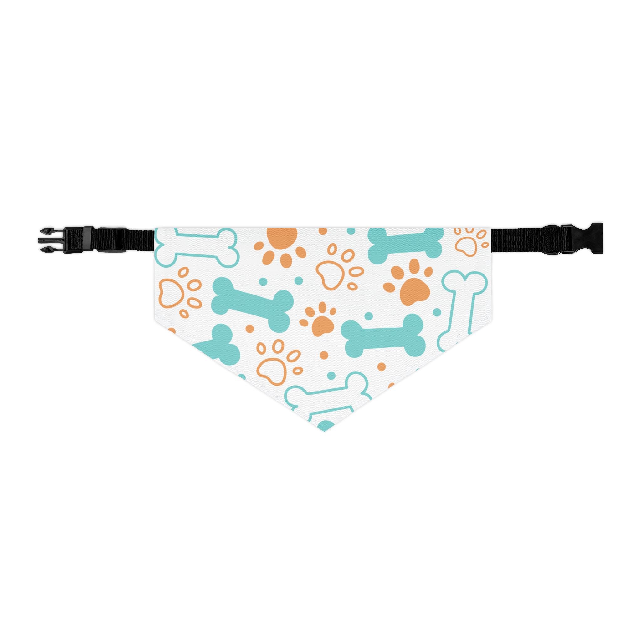 Pet Bandana Collar - Teal Bone & Paw Print Dog Bandana Collar for Everyday Wear