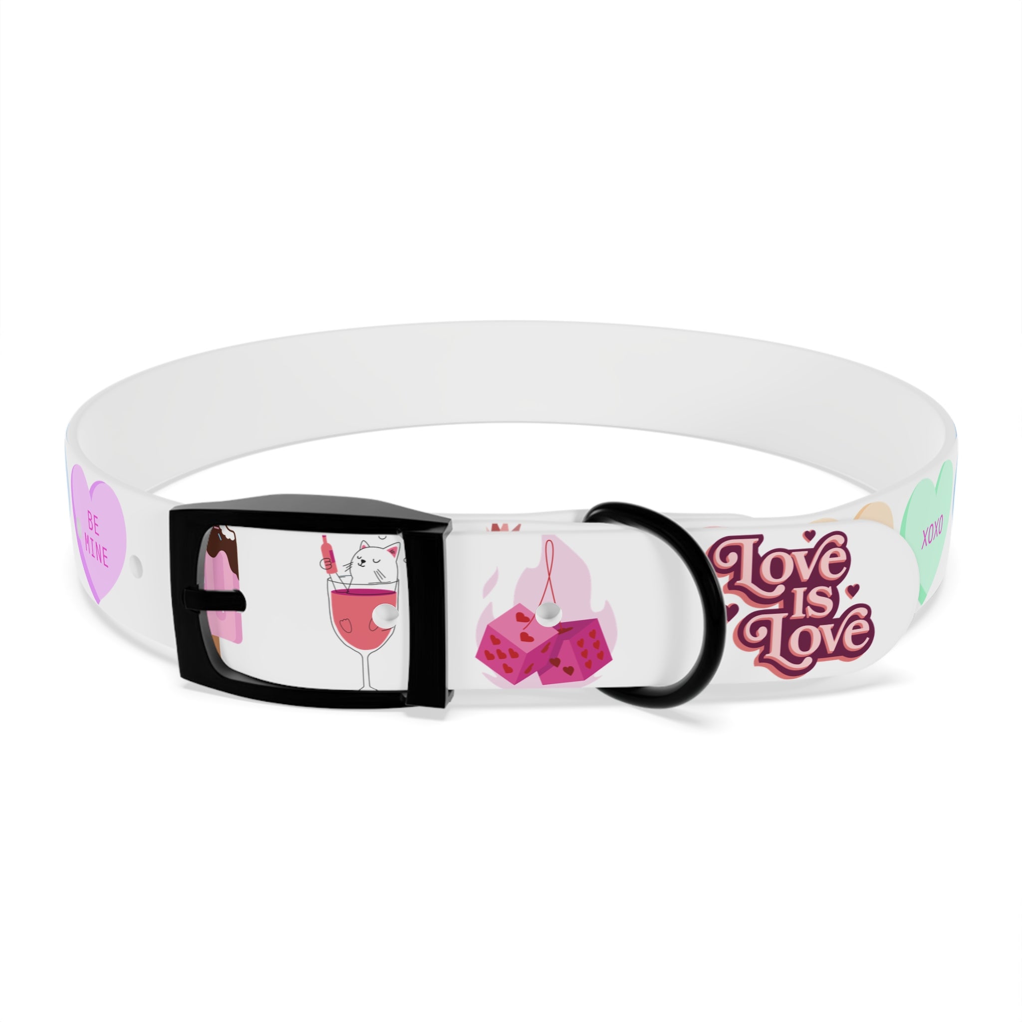 Valentine’s Pink Candy Heart Dog Collar — Cute Love Pattern Pet Accessory