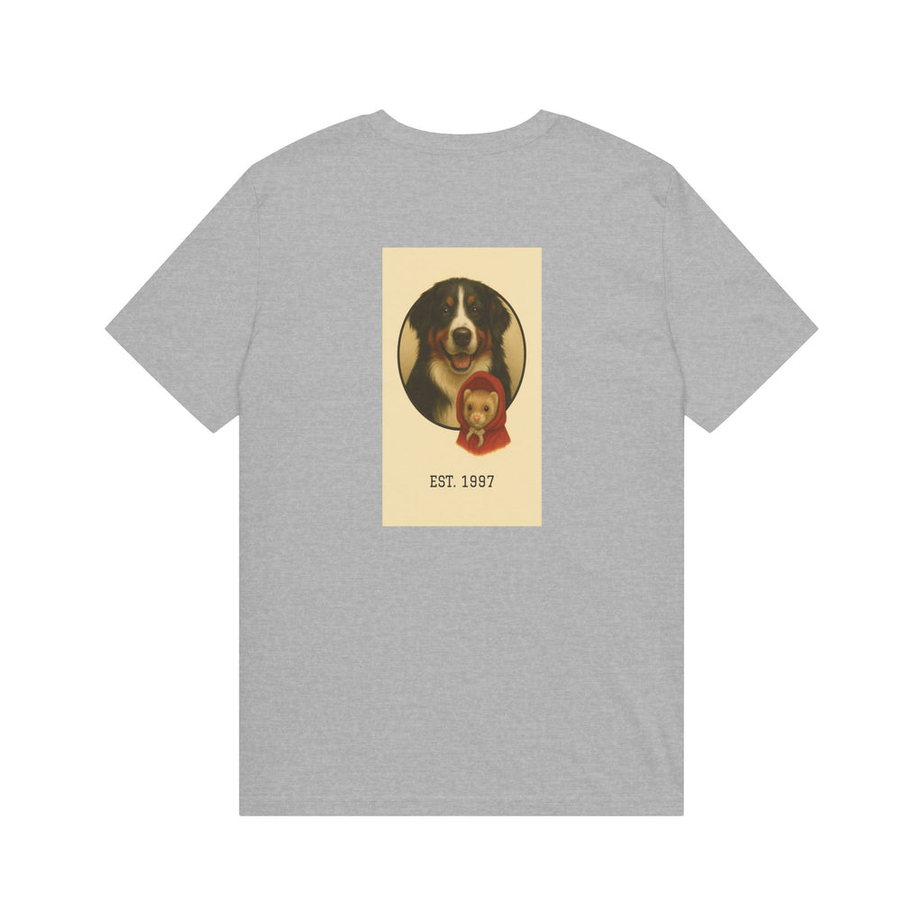 Dog Lover T‑Shirt – "Born to Love Animals" with Vintage Dog Portrait (EST. 1987)