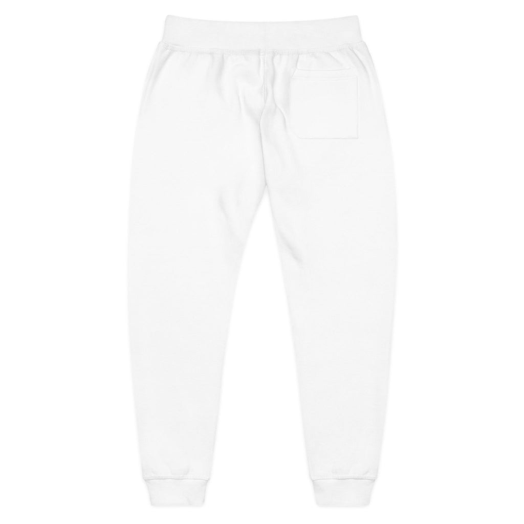 Minimal Script Embroidery Sweatpants | White Fleece Joggers