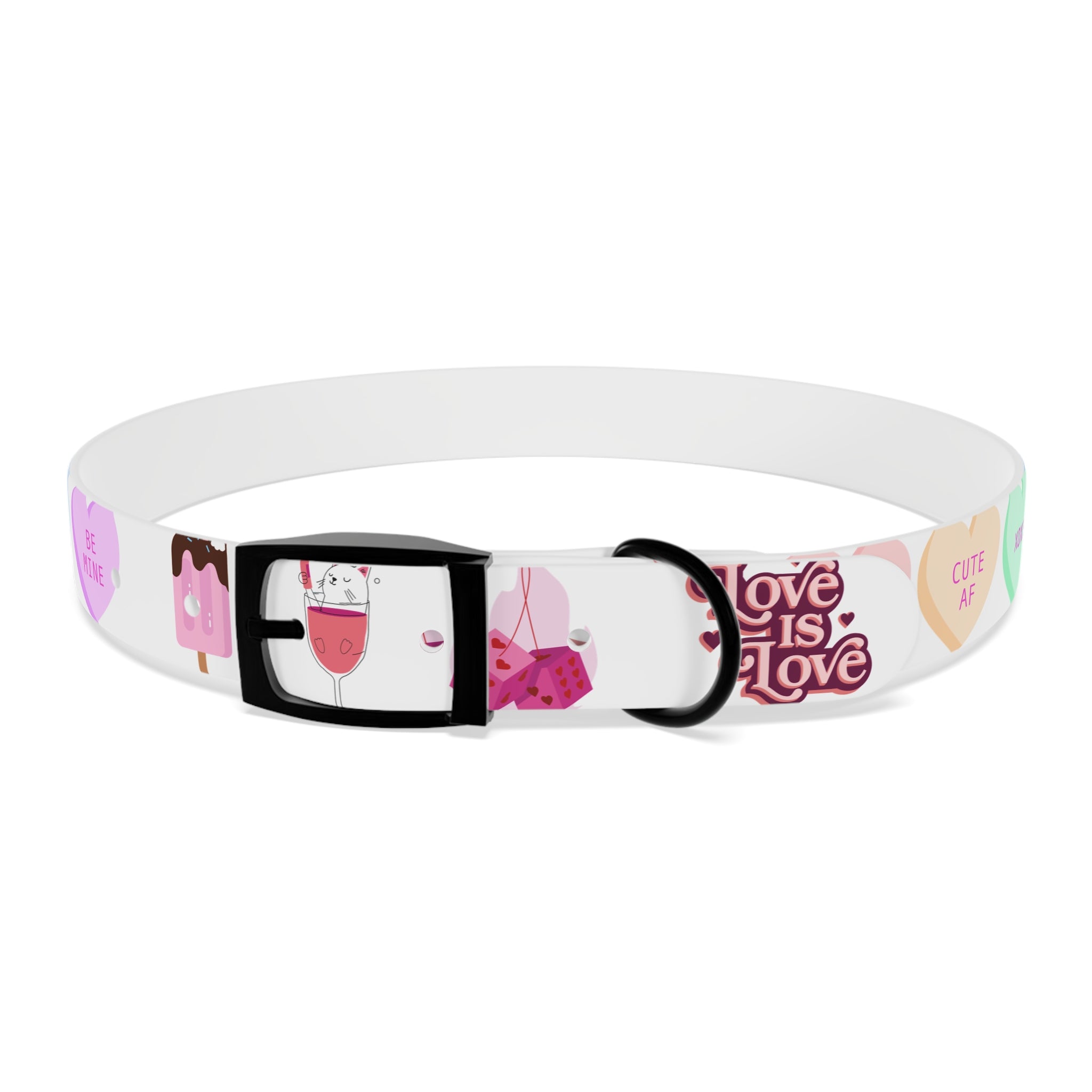 Valentine’s Pink Candy Heart Dog Collar — Cute Love Pattern Pet Accessory