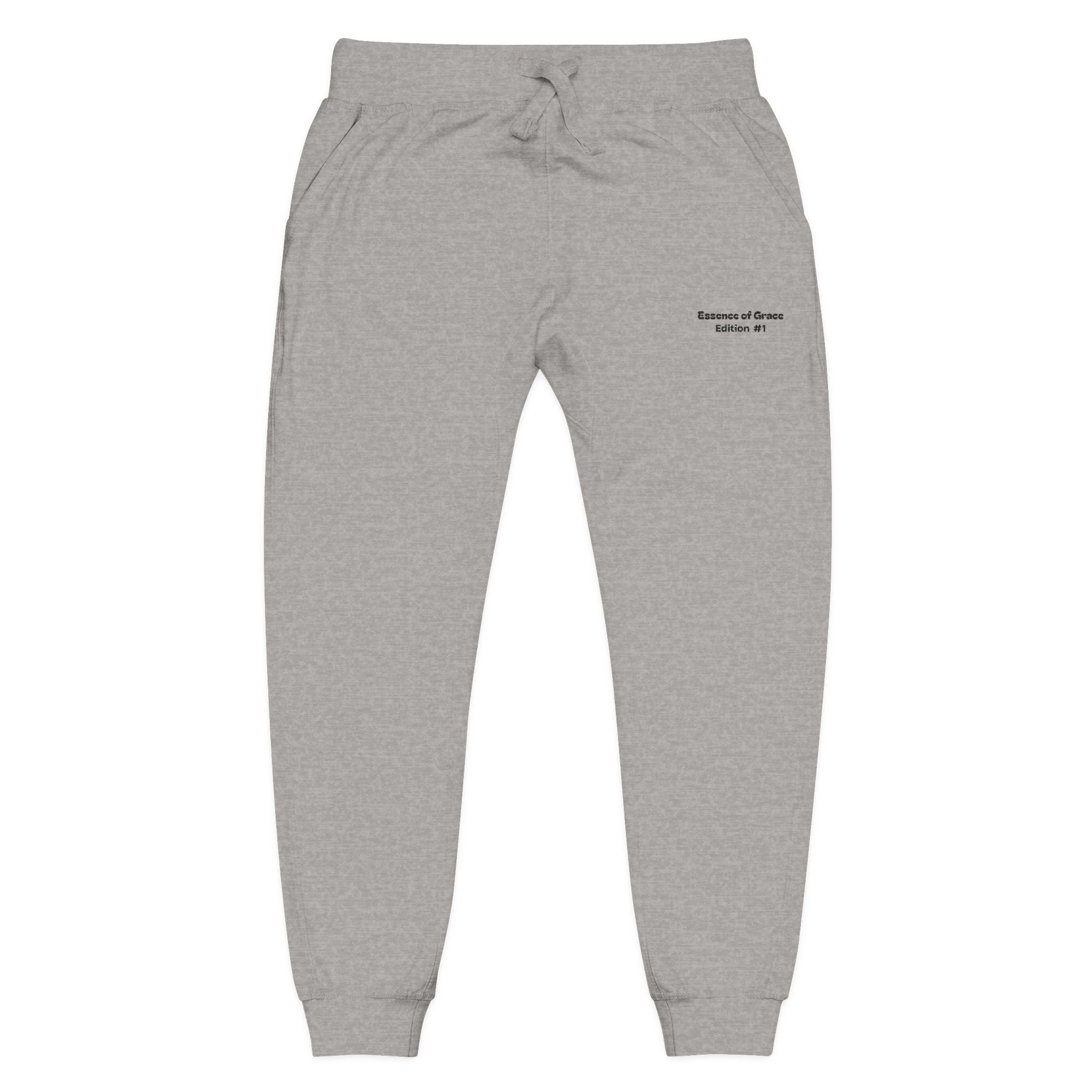 Minimal Script Embroidery Sweatpants | White Fleece Joggers