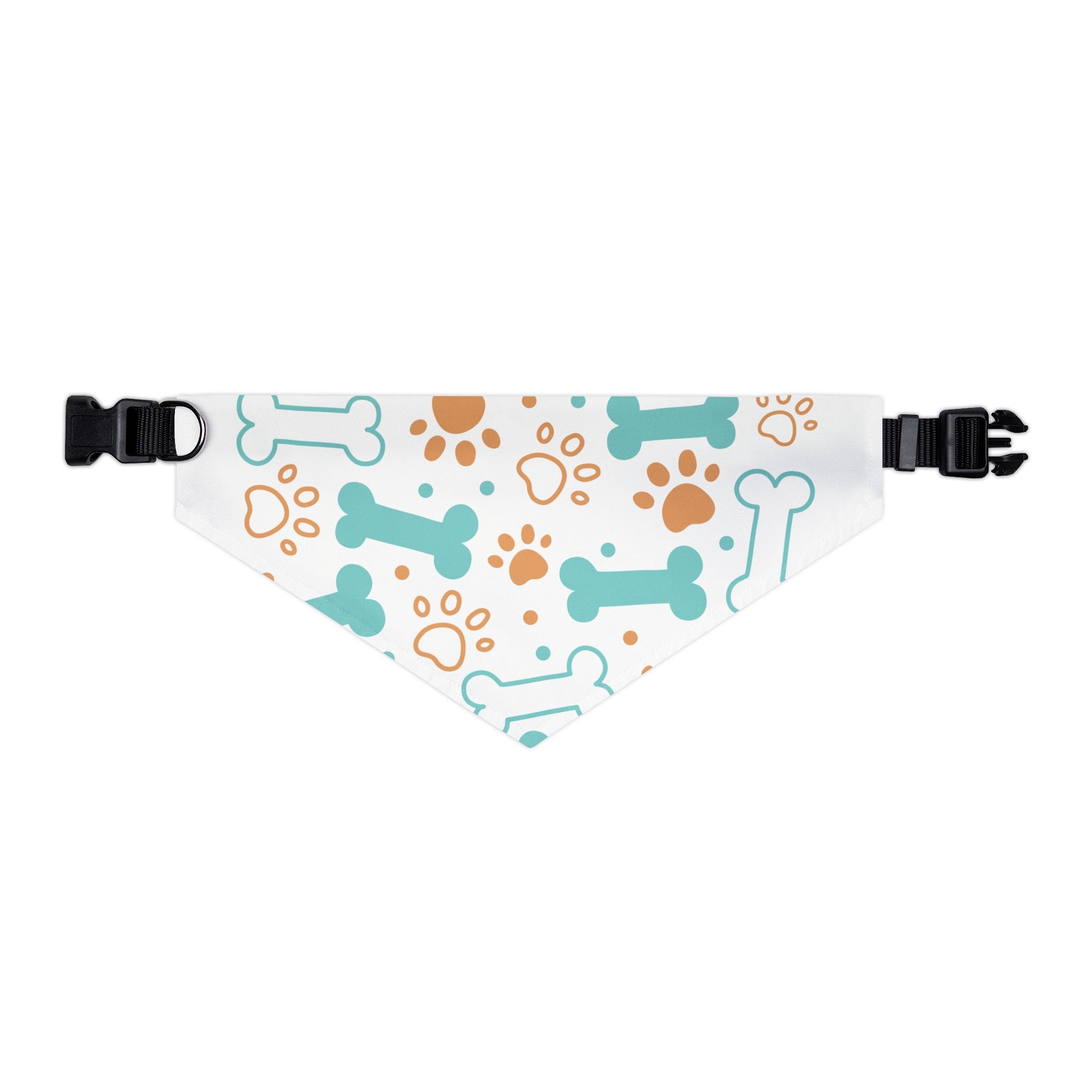 Pet Bandana Collar - Teal Bone & Paw Print Dog Bandana Collar for Everyday Wear