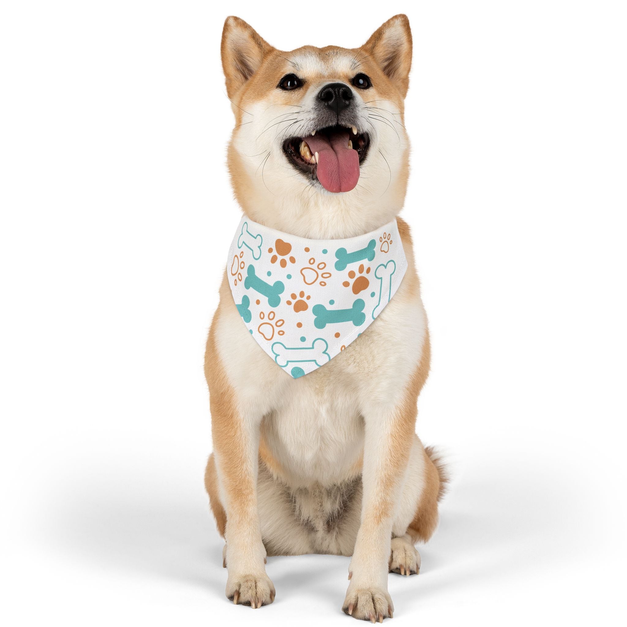 Pet Bandana Collar - Teal Bone & Paw Print Dog Bandana Collar for Everyday Wear