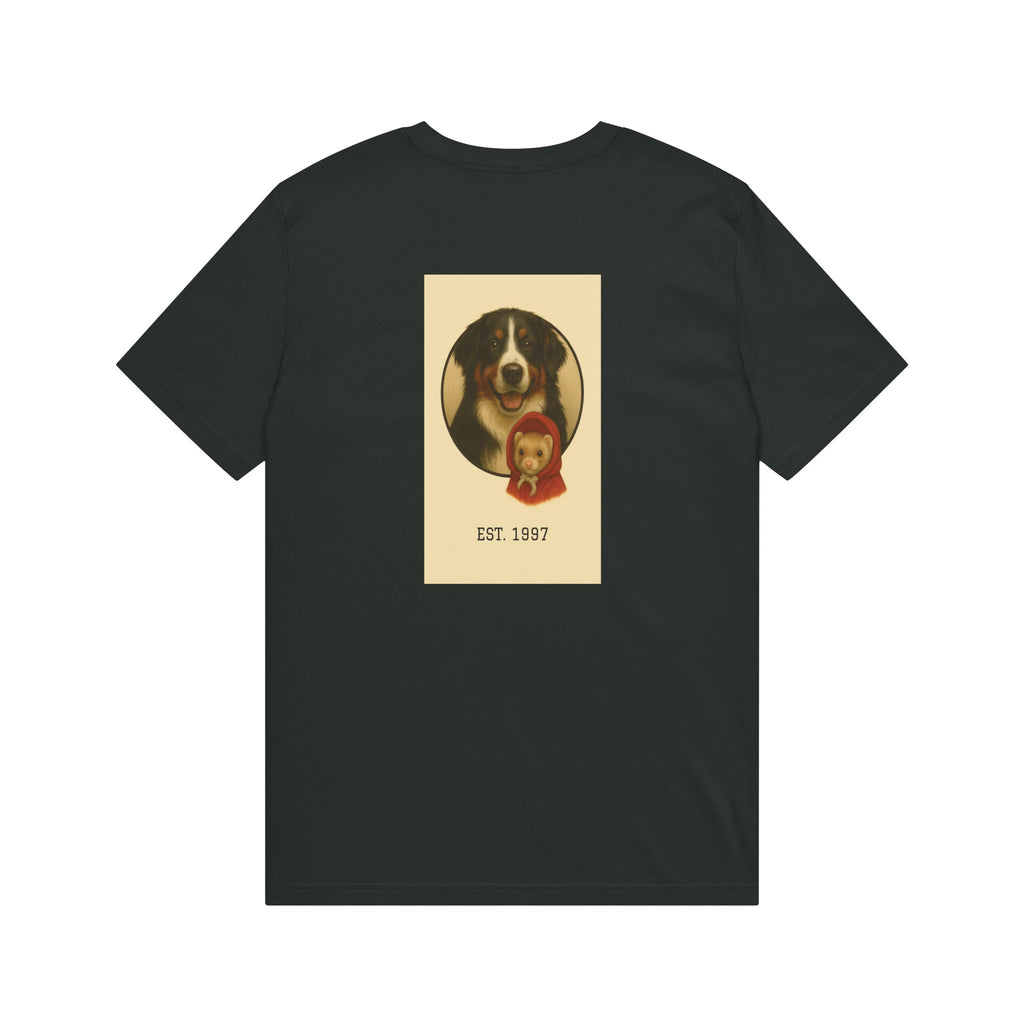 Dog Lover T‑Shirt – "Born to Love Animals" with Vintage Dog Portrait (EST. 1987)