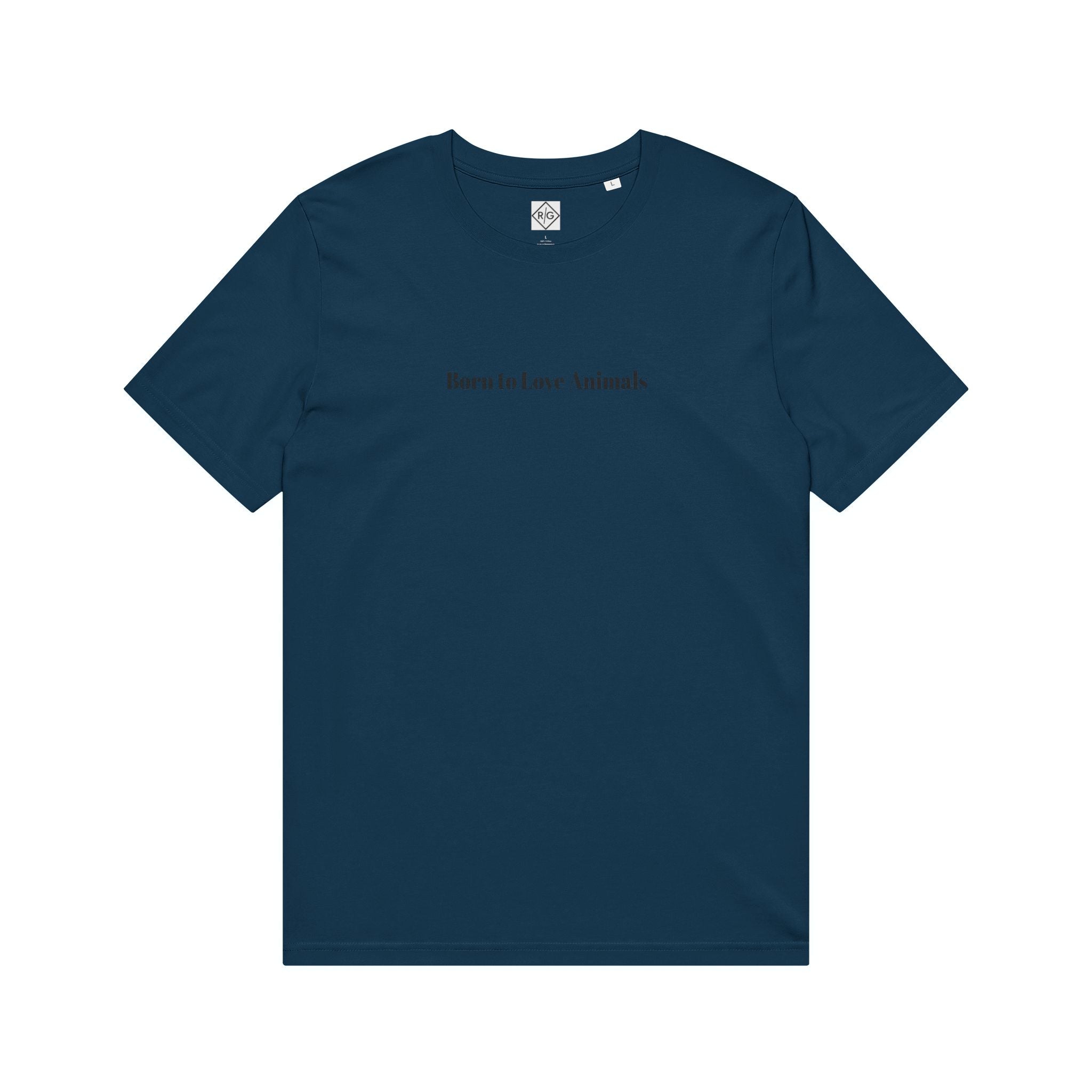 Dog Lover T‑Shirt – "Born to Love Animals" with Vintage Dog Portrait (EST. 1987)