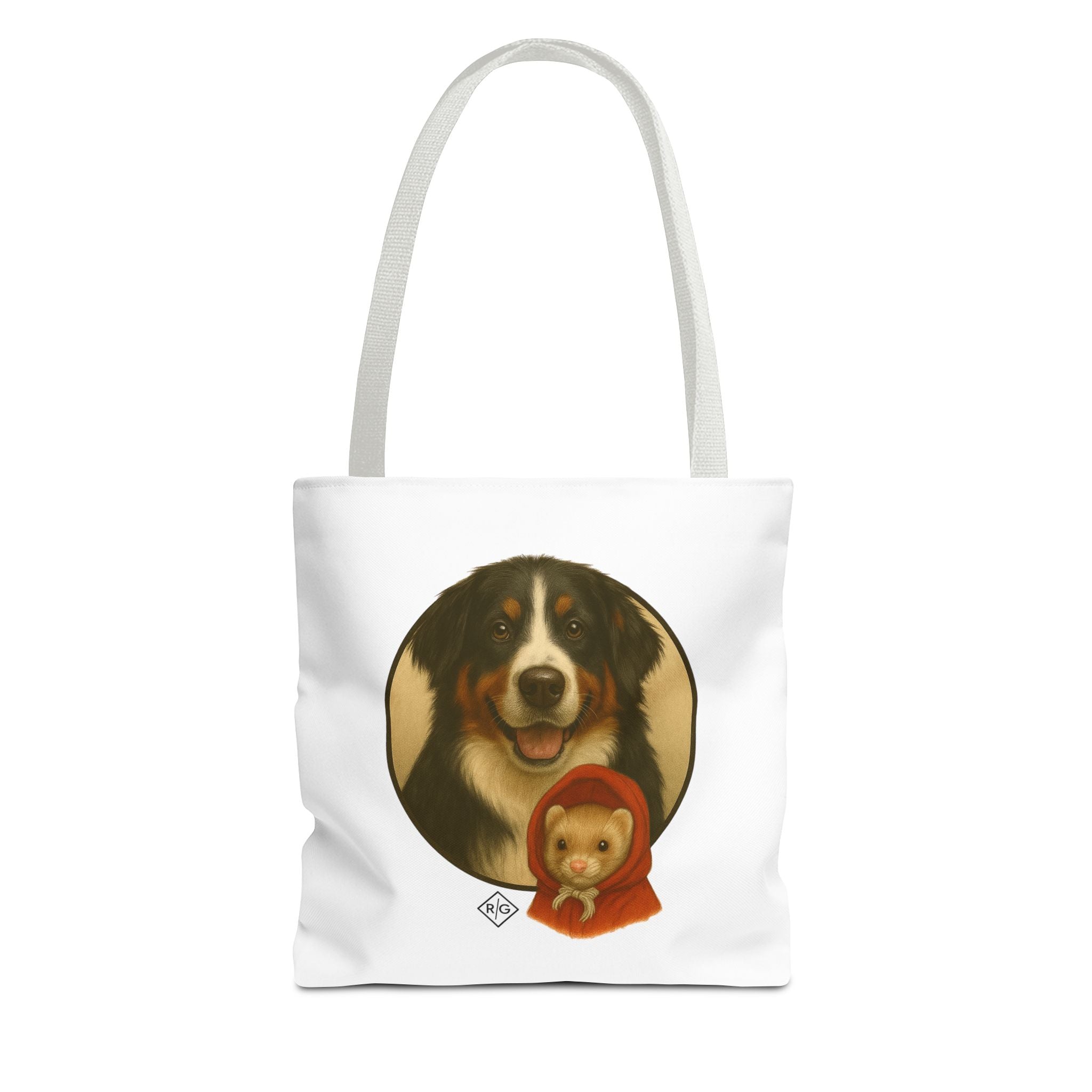 Bernese Mountain Dog & Teddy Bear Tote Bag — Cute Pet Portrait Canvas Tote
