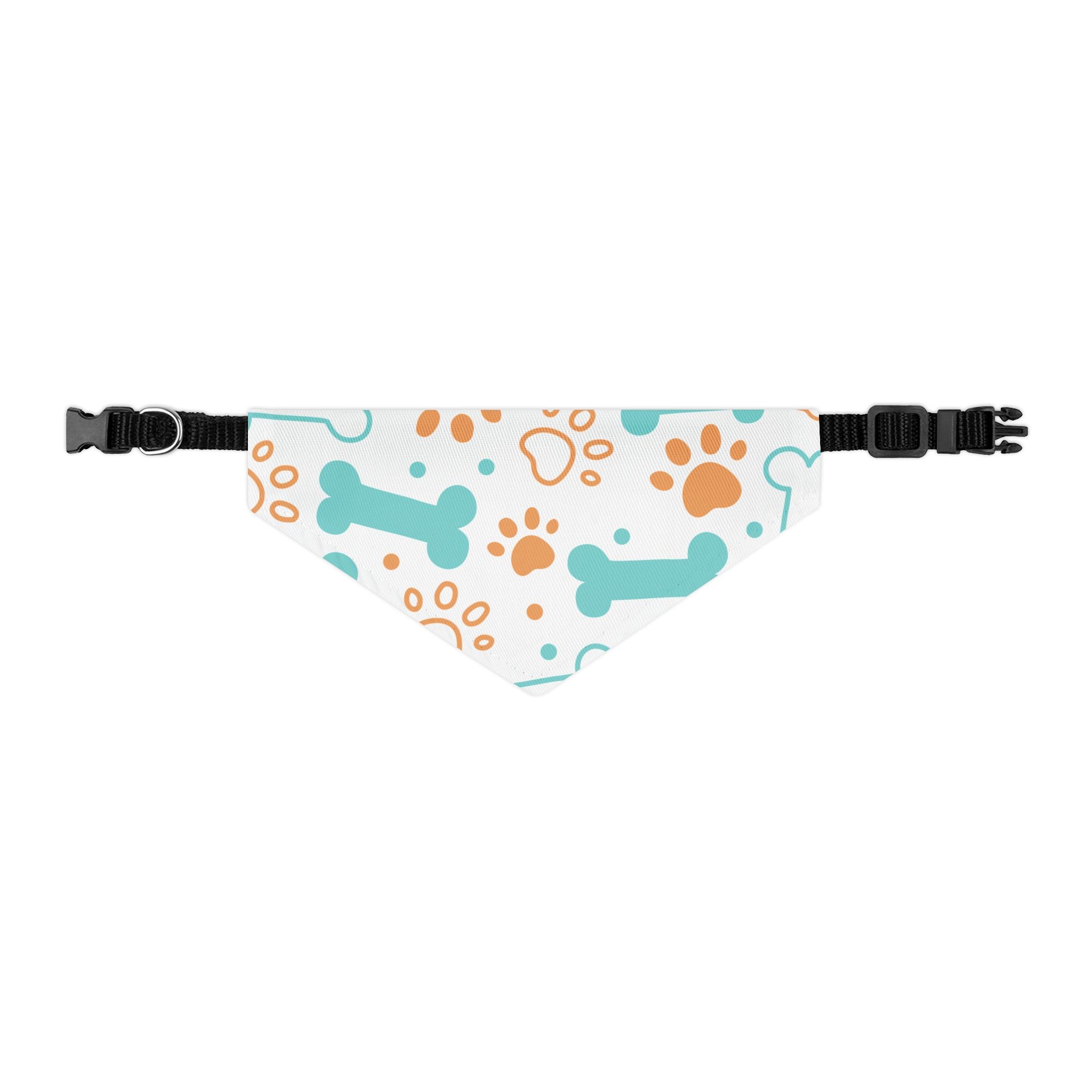Pet Bandana Collar - Teal Bone & Paw Print Dog Bandana Collar for Everyday Wear