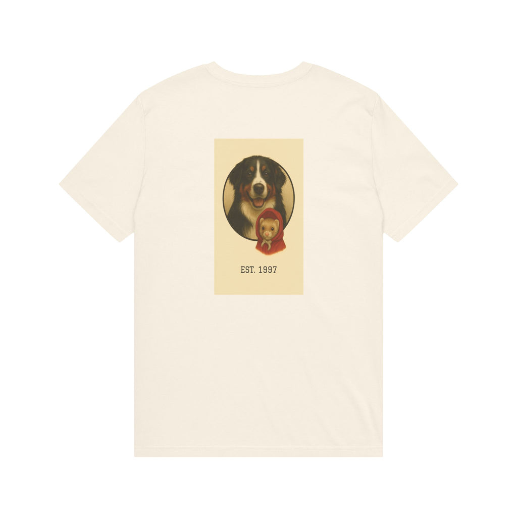 Dog Lover T‑Shirt – "Born to Love Animals" with Vintage Dog Portrait (EST. 1987)
