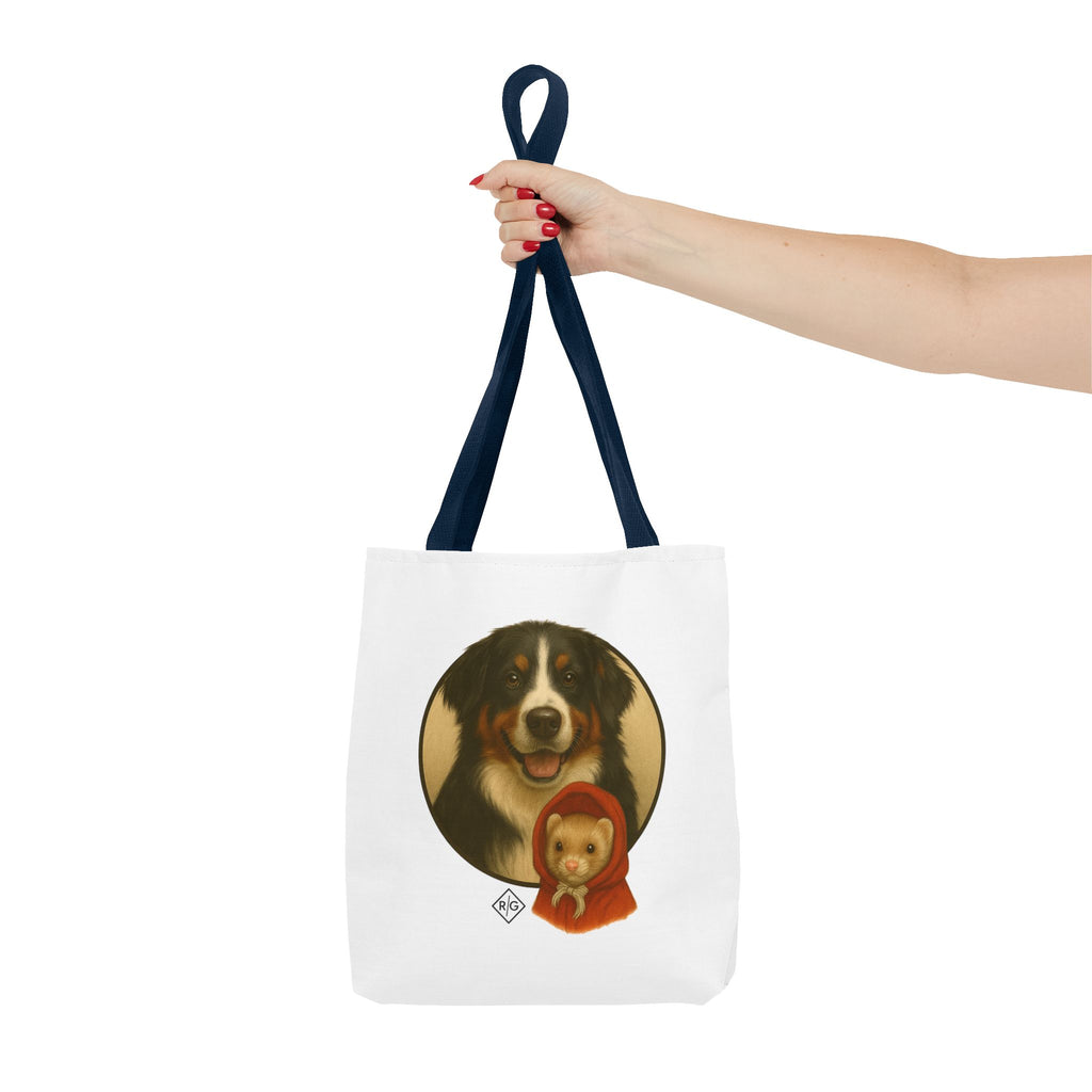 Bernese Mountain Dog & Teddy Bear Tote Bag — Cute Pet Portrait Canvas Tote