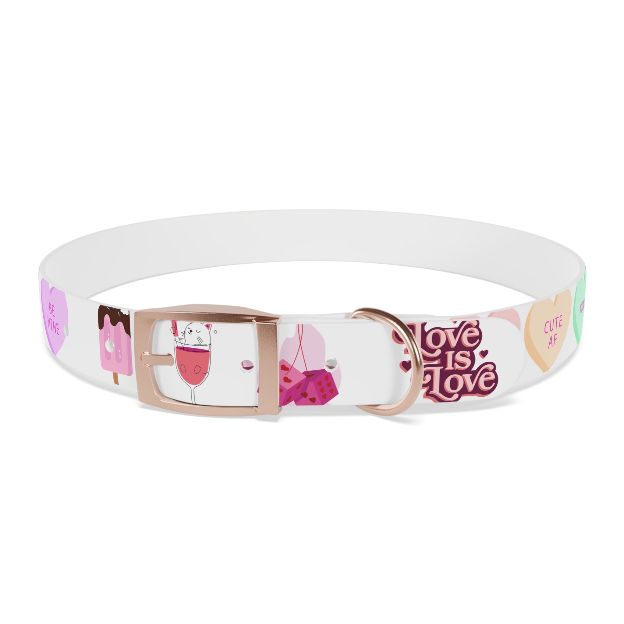 Valentine’s Pink Candy Heart Dog Collar — Cute Love Pattern Pet Accessory