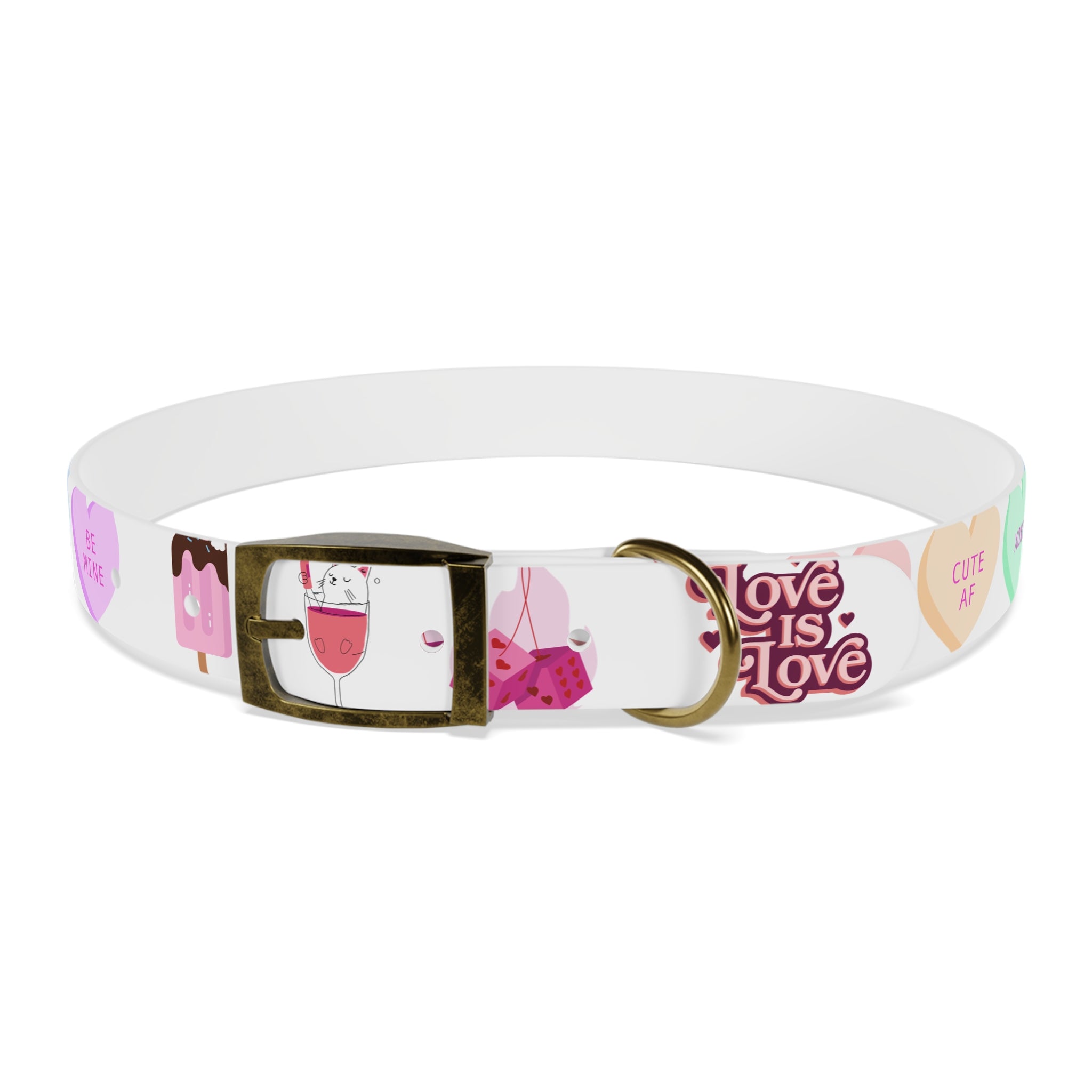Valentine’s Pink Candy Heart Dog Collar — Cute Love Pattern Pet Accessory