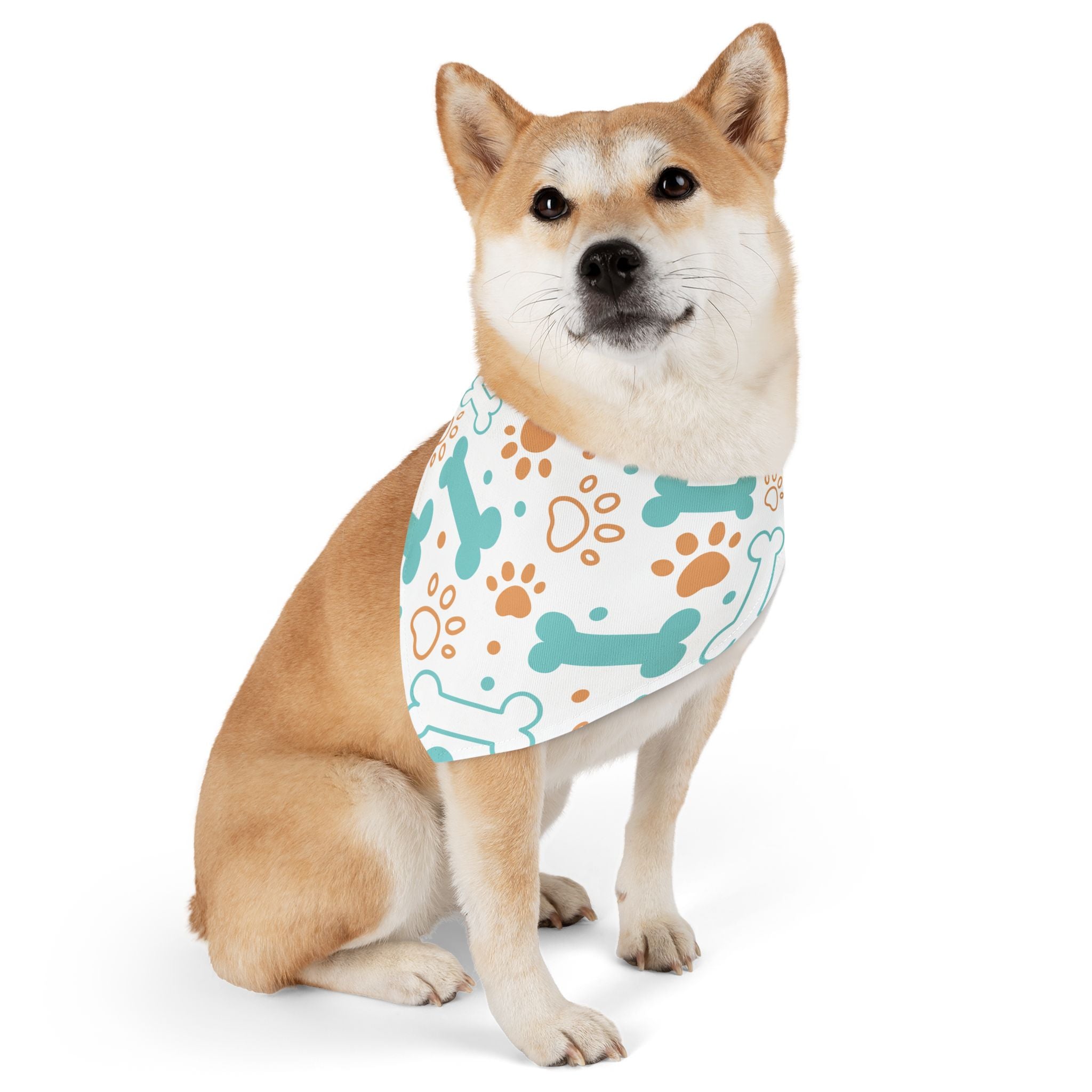 Pet Bandana Collar - Teal Bone & Paw Print Dog Bandana Collar for Everyday Wear