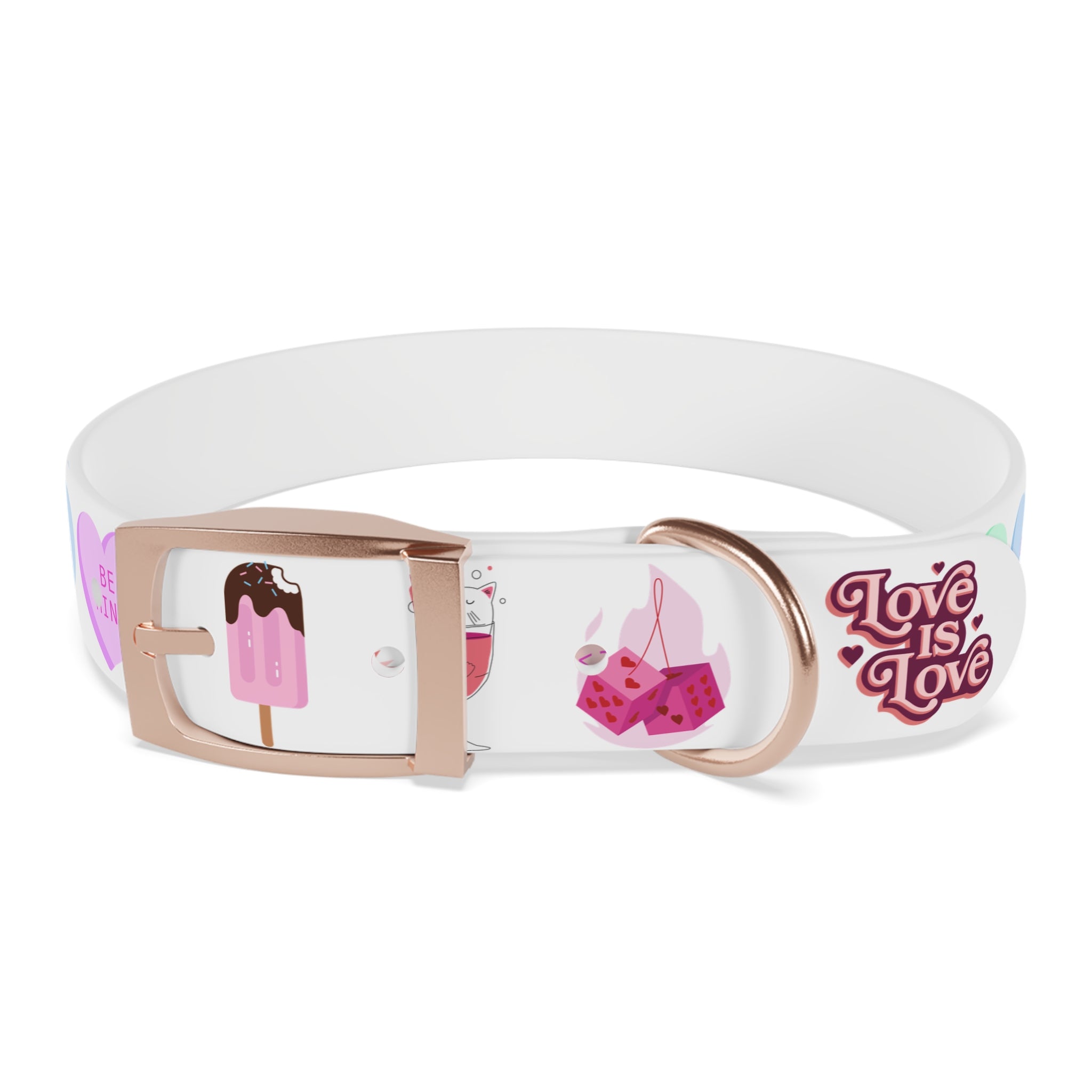 Valentine’s Pink Candy Heart Dog Collar — Cute Love Pattern Pet Accessory