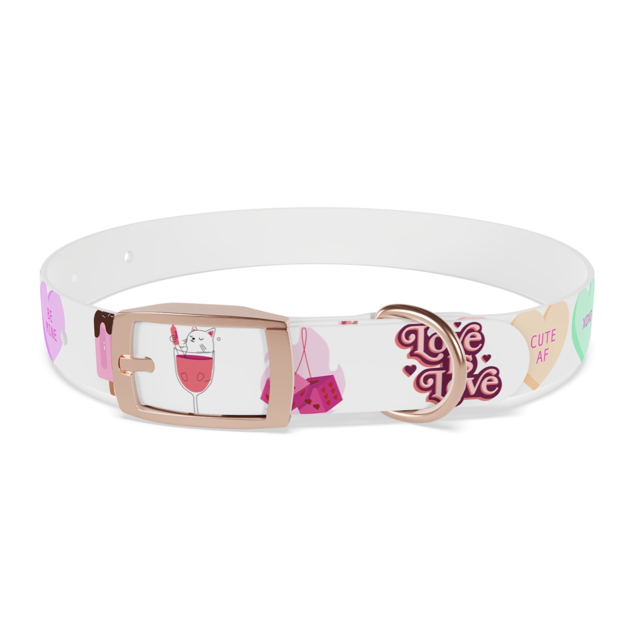 Valentine’s Pink Candy Heart Dog Collar — Cute Love Pattern Pet Accessory