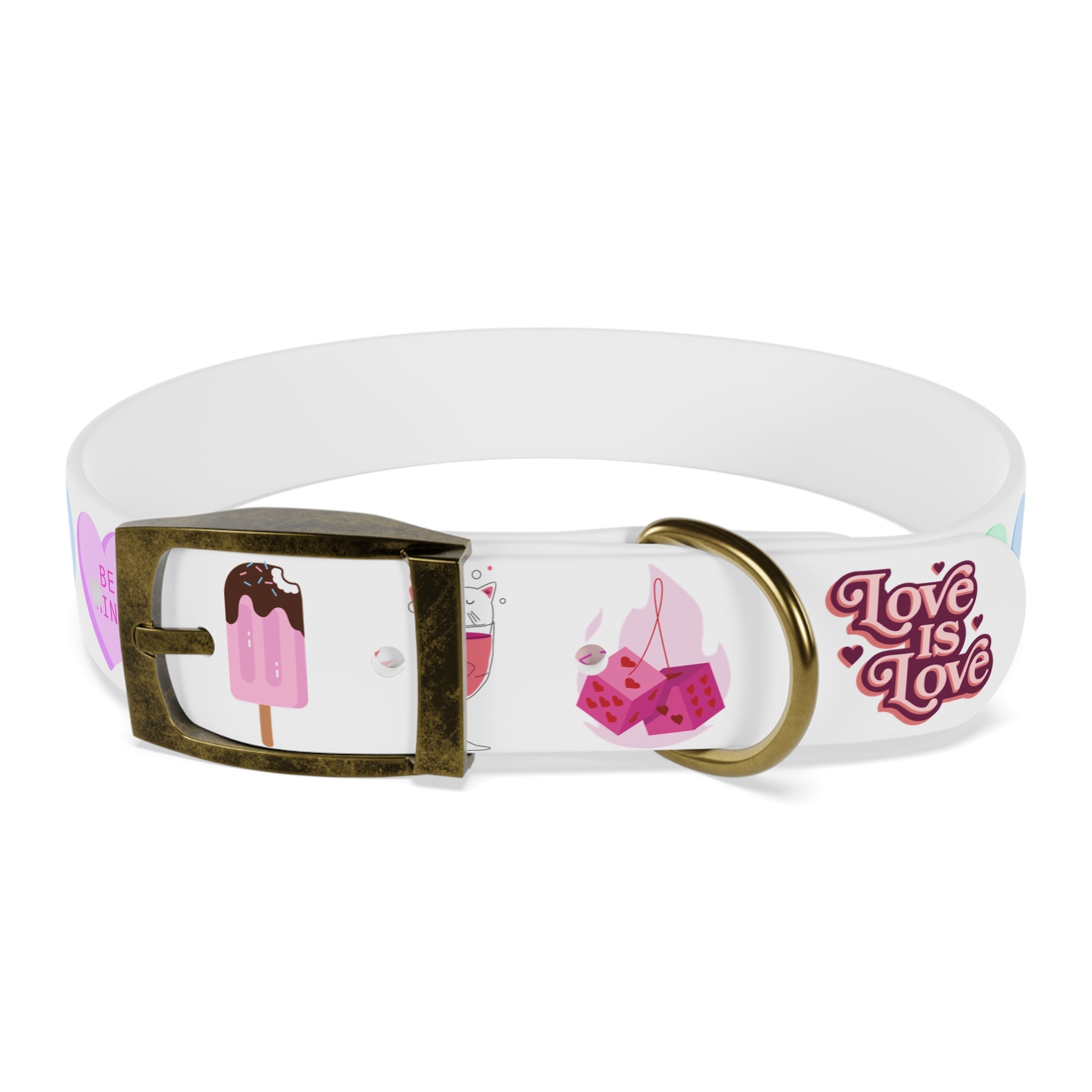Valentine’s Pink Candy Heart Dog Collar — Cute Love Pattern Pet Accessory