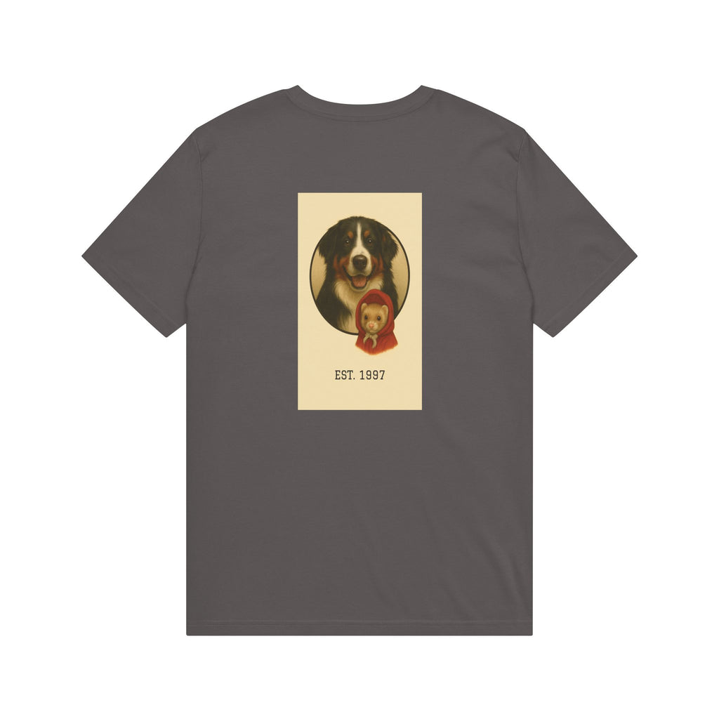 Dog Lover T‑Shirt – "Born to Love Animals" with Vintage Dog Portrait (EST. 1987)