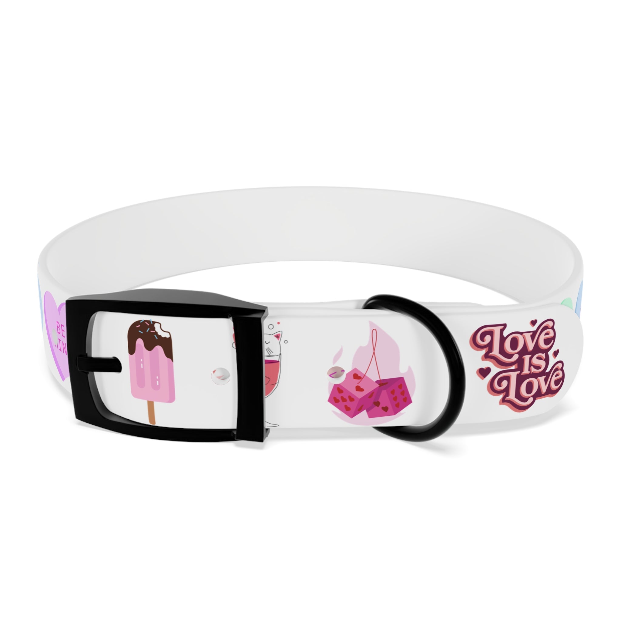 Valentine’s Pink Candy Heart Dog Collar — Cute Love Pattern Pet Accessory