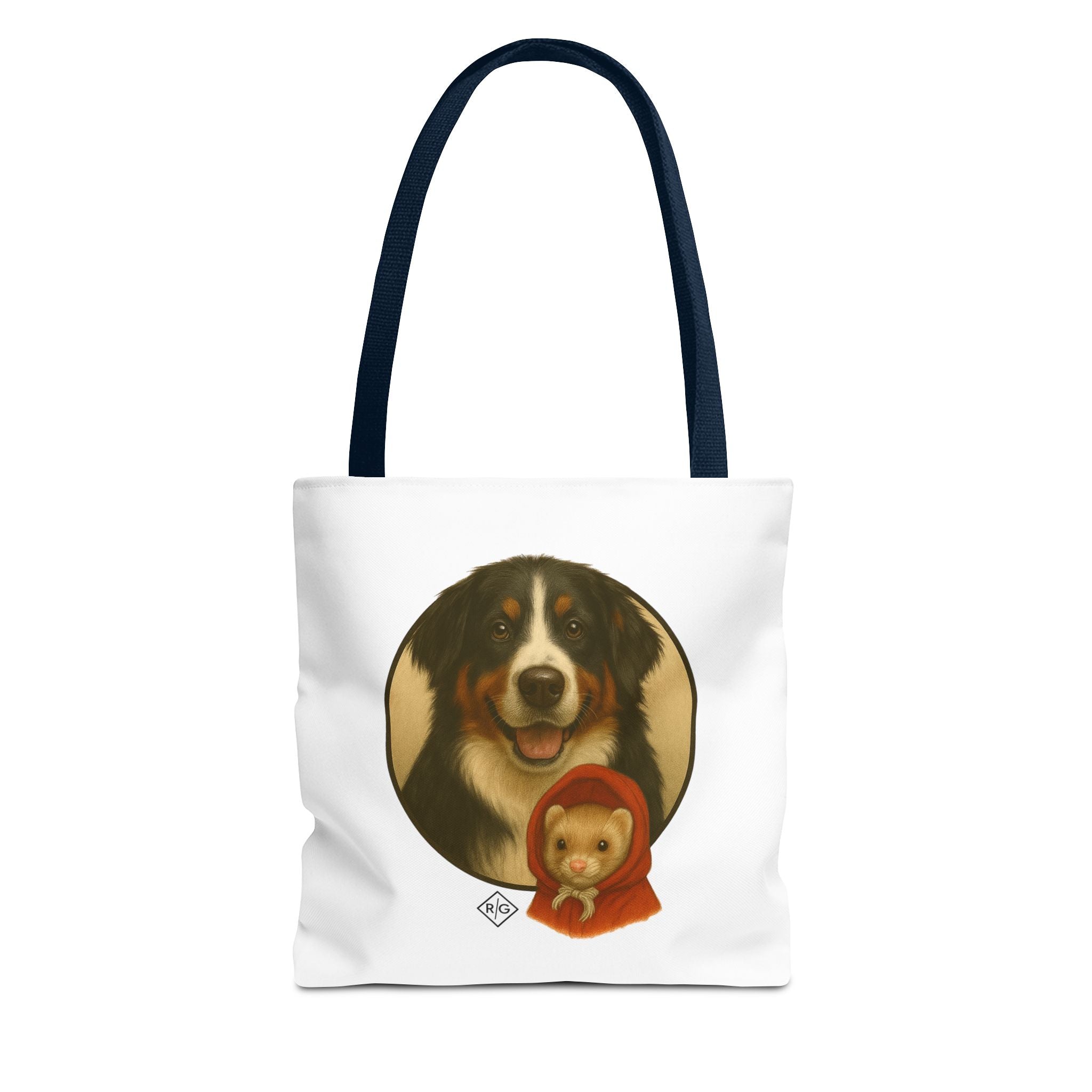 Bernese Mountain Dog & Teddy Bear Tote Bag — Cute Pet Portrait Canvas Tote